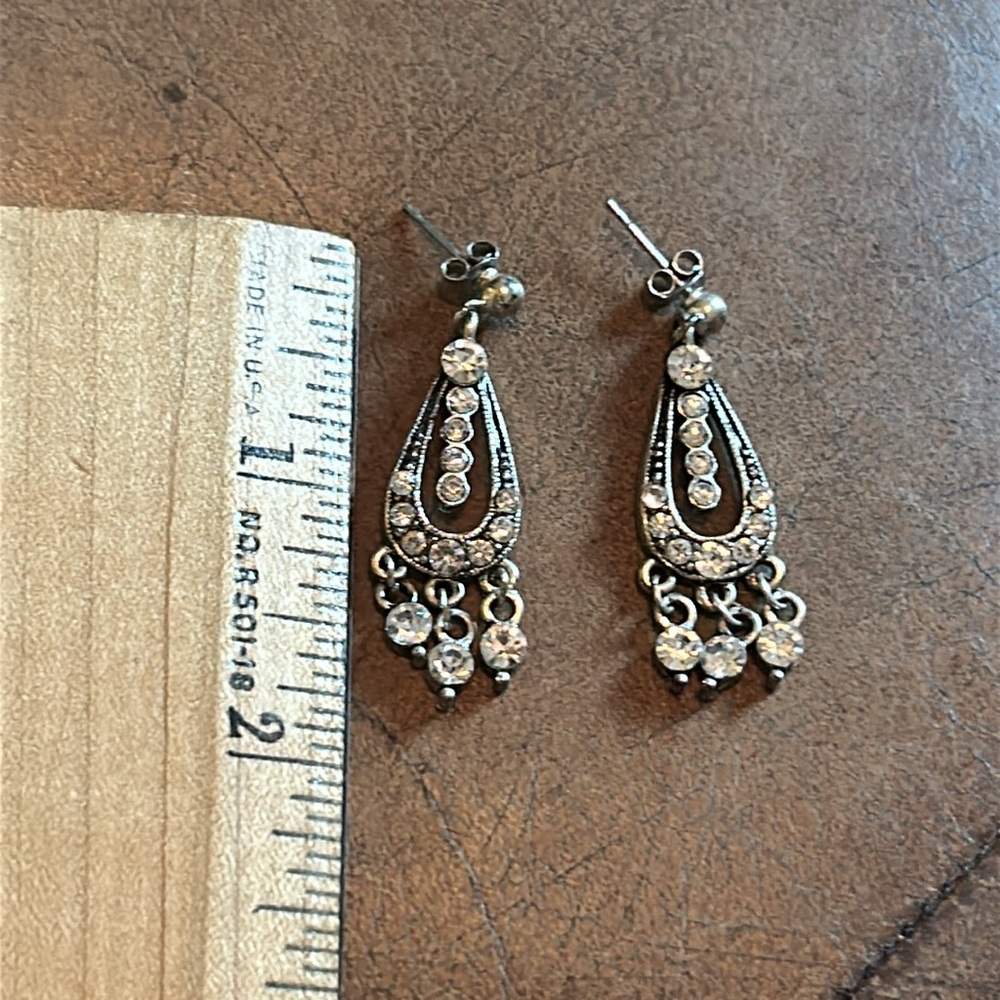 Rhinestone Stud Drop Earrings - image 4